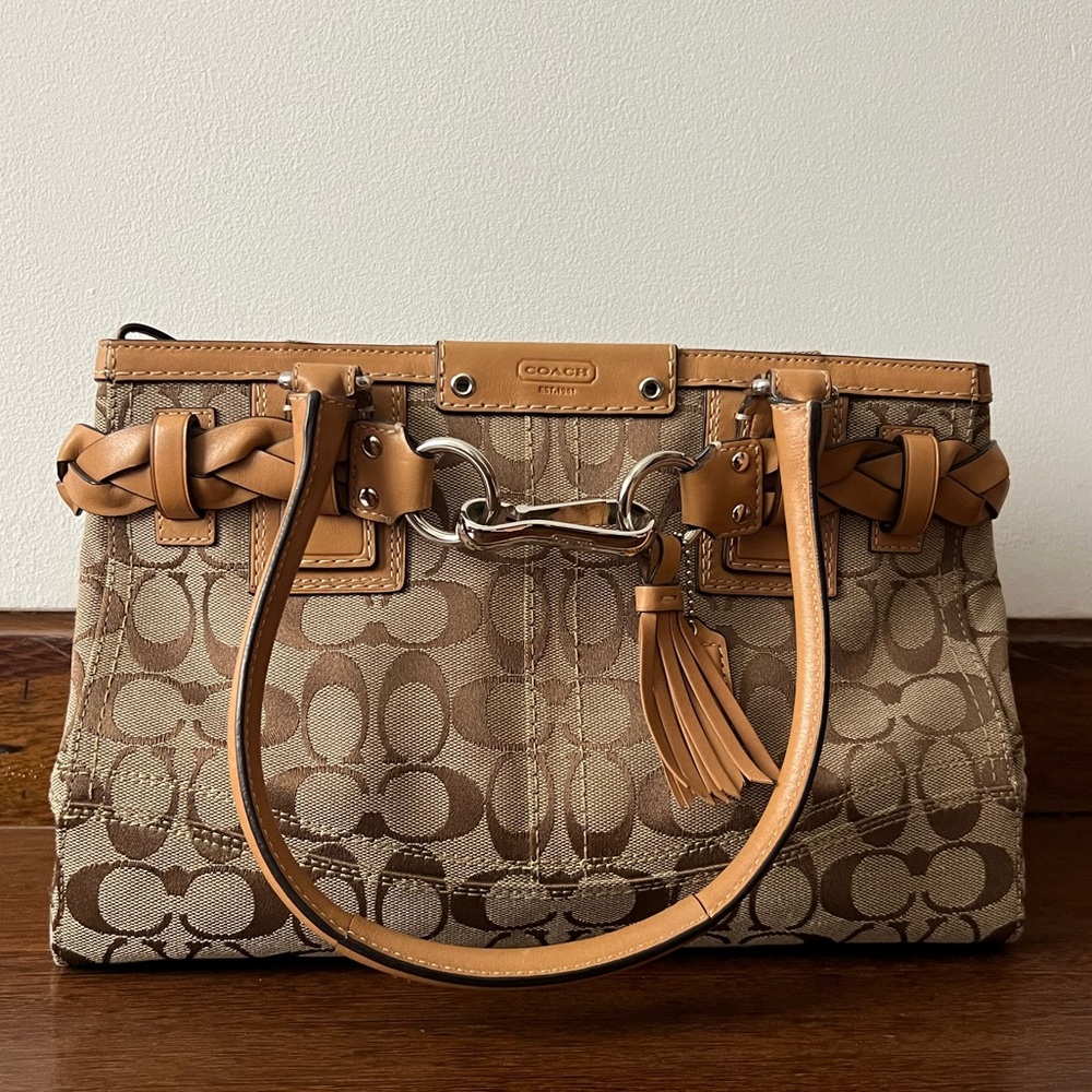 Vintage Coach Tan and Brown Satchel with Signature Monogram